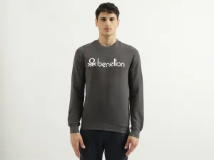 Regular Fit Round Neck Basic Branded Sweatshirt