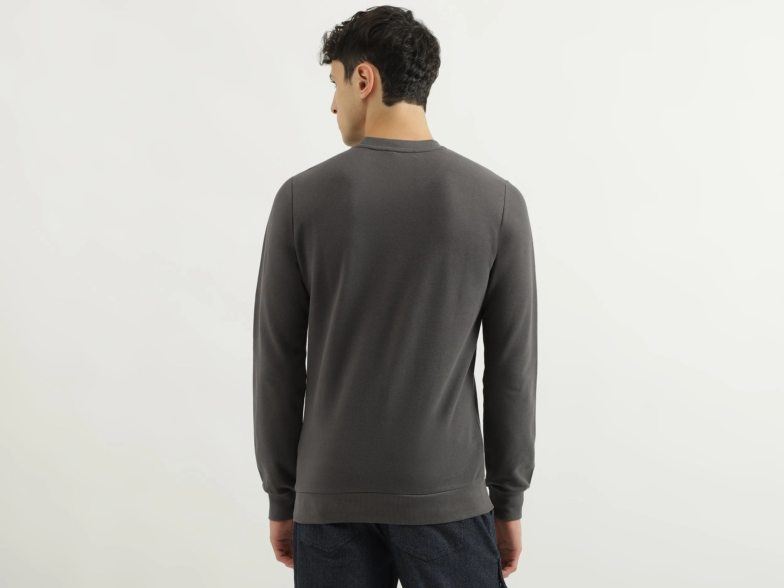 Regular Fit Round Neck Basic Branded Sweatshirt