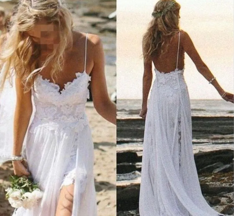 Romantic Sweetheart Chiffon Beach Wedding Dress with Lace  TN194