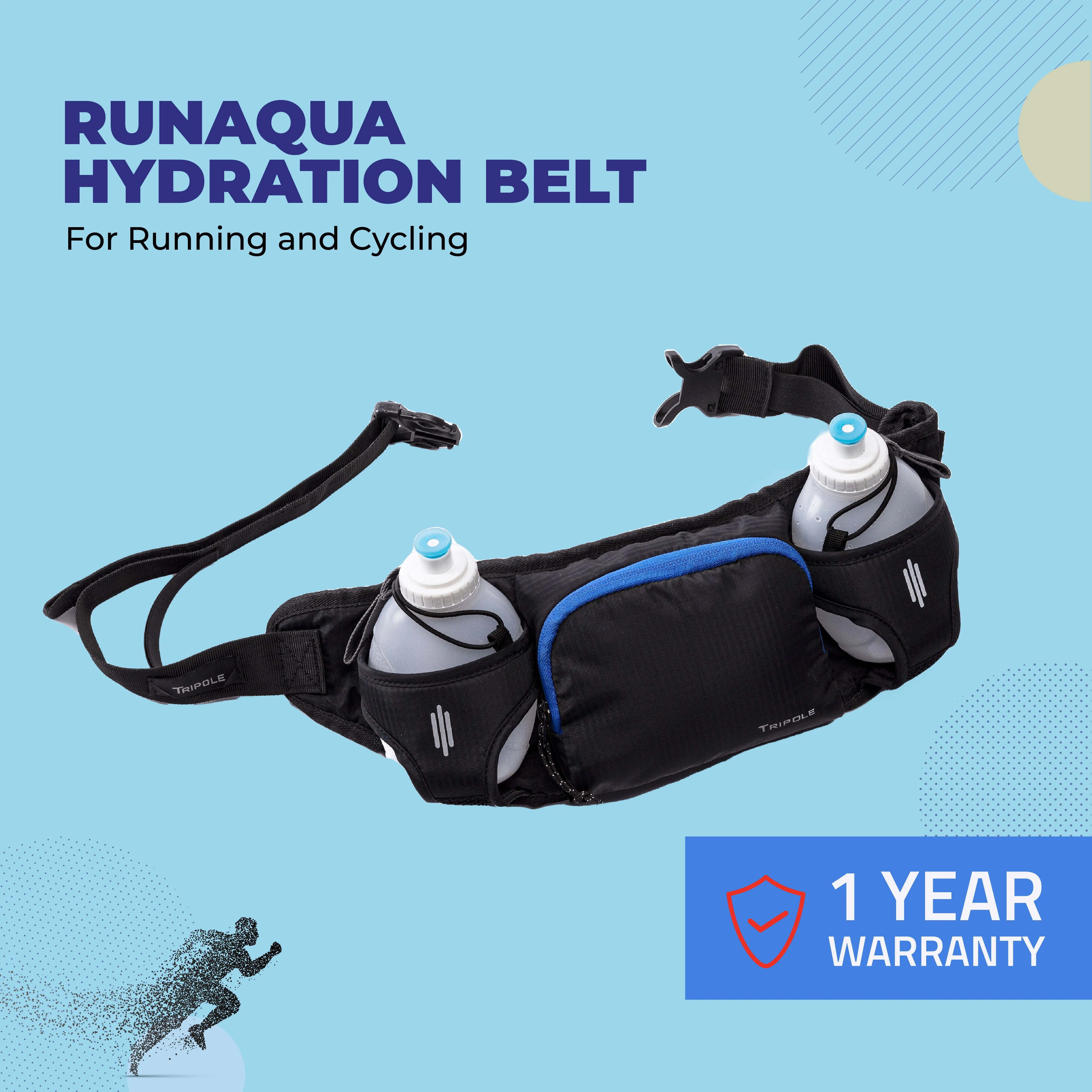 Runaqua Hydration Belt and Waist Pack for Running and Cycling
