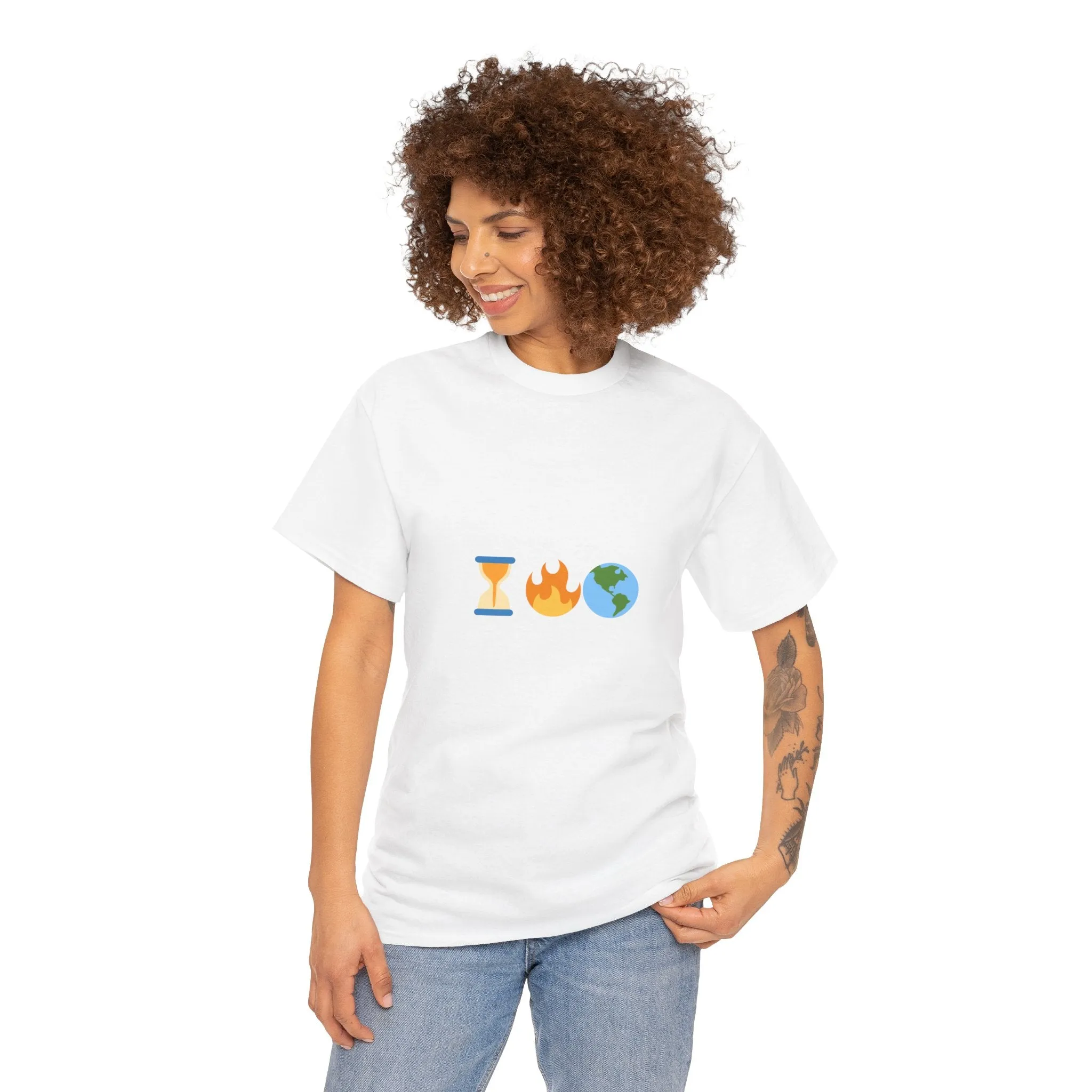 Running Out of Time Eco-Conscious Emoji Unisex Heavy Cotton Tee