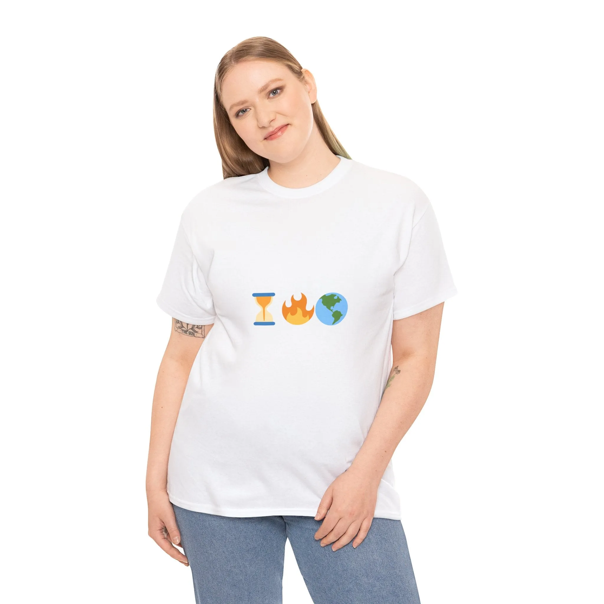 Running Out of Time Eco-Conscious Emoji Unisex Heavy Cotton Tee