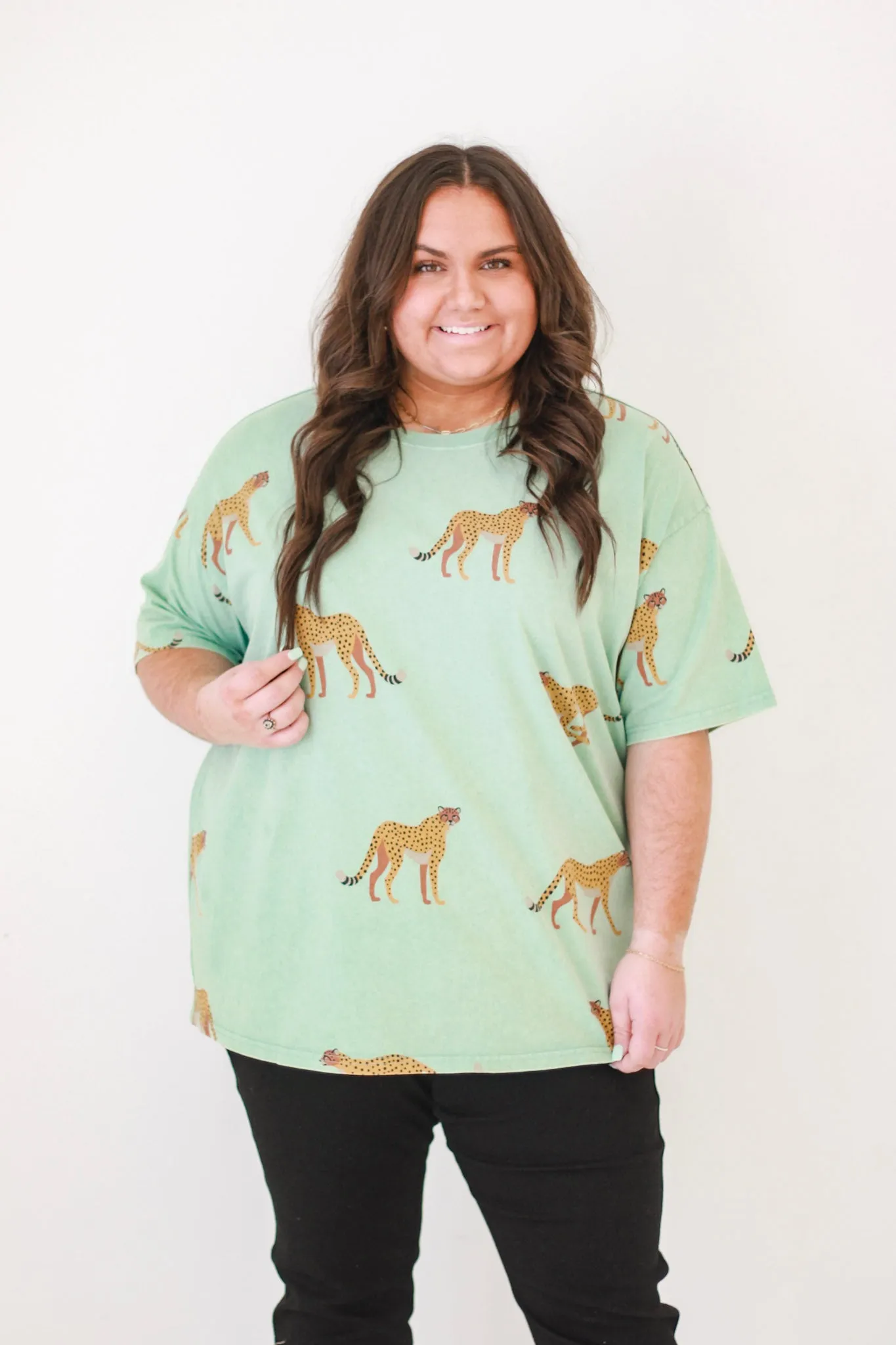 Running Wild Sage Cheetah Top