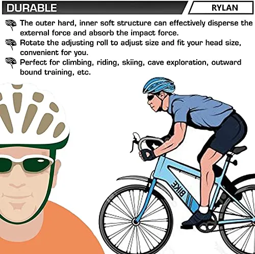 RYLAN Bicycle Helmet with Detachable Visor Back Light & Insect Net Padded Adjustable Size Cycling Helmet Lightweight Mountain Bike Cycle Helmets for Mens (Blue)