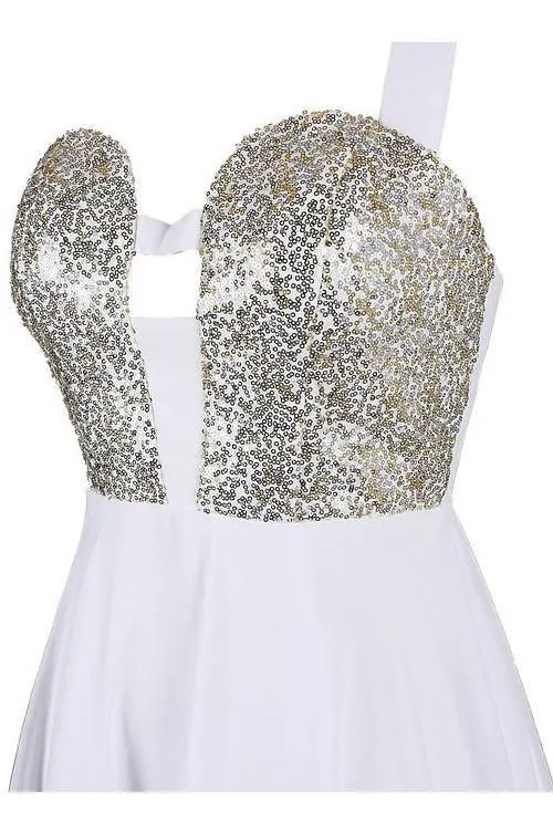Sexy A-line Straps Chiffon White Homecoming Dress With Sequins  TR0155