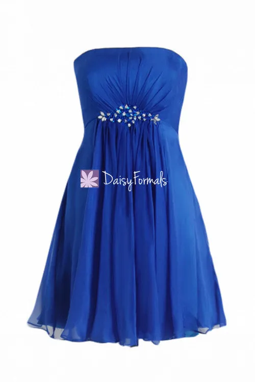 Simple Strapless Chiffon Party Dress Glamorous Cocktail Dress Prom Dress (PR28072)