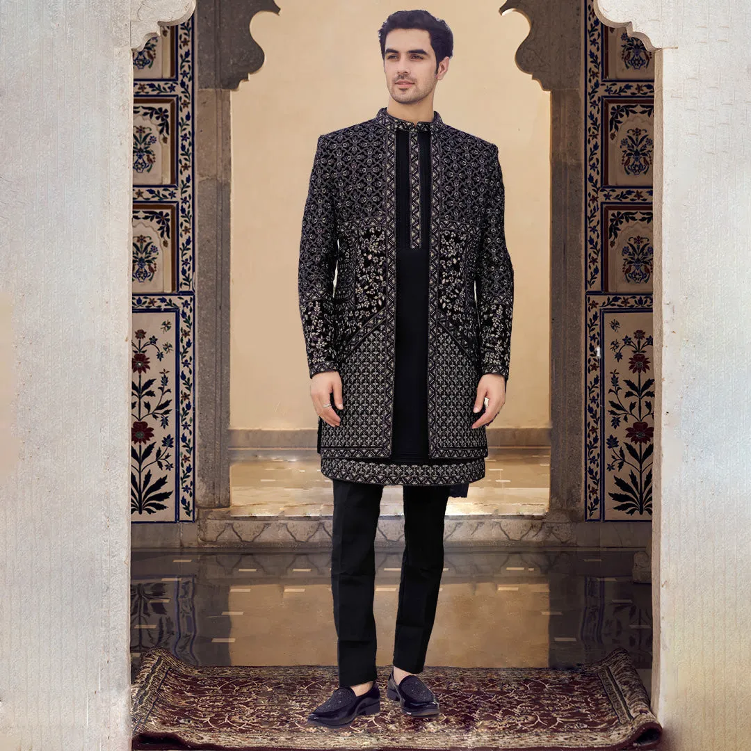 Sleek Onyx Black Indo-Western