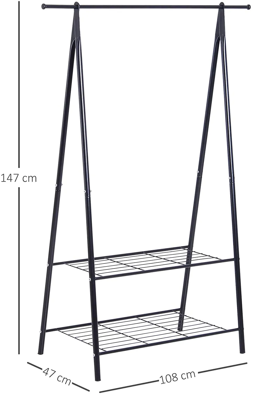 Sleek Steel Dressing Rail with Shoe Rack | Charcoal Grey | 1.5m  High