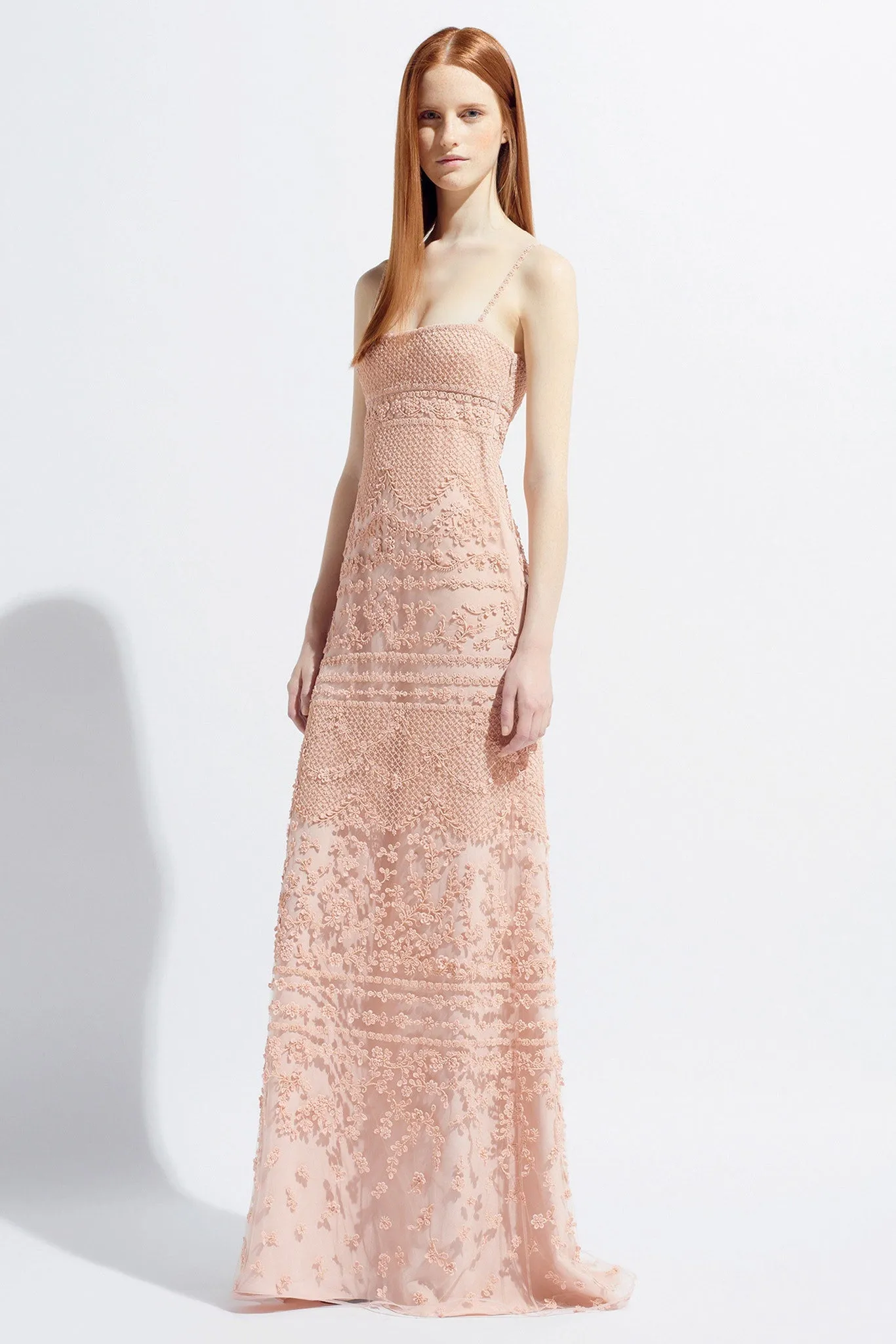 Spectacular Resort 2014 Valentino Fully Beaded Pale Pinky Nude Silk & Net Dress