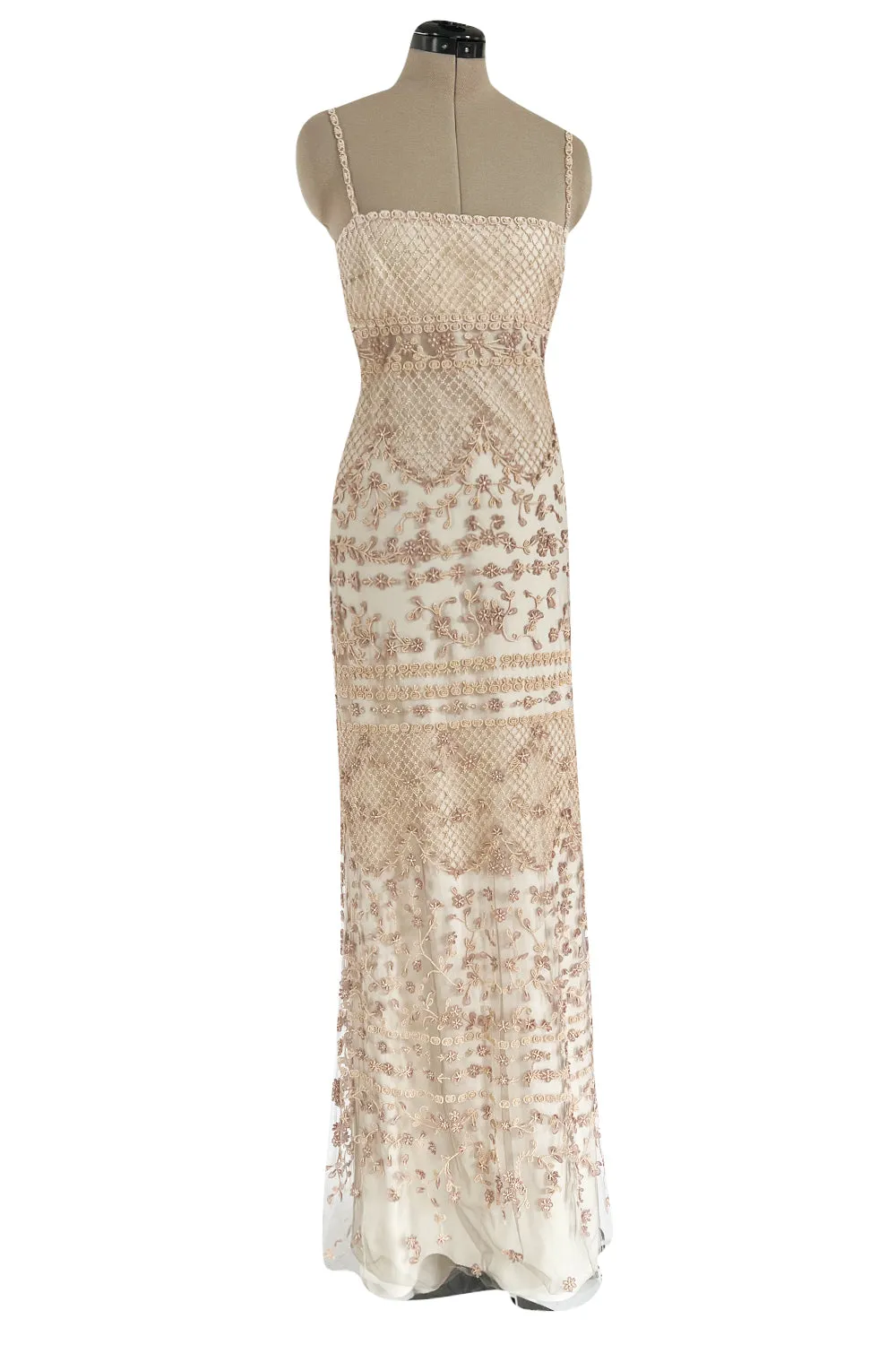 Spectacular Resort 2014 Valentino Fully Beaded Pale Pinky Nude Silk & Net Dress