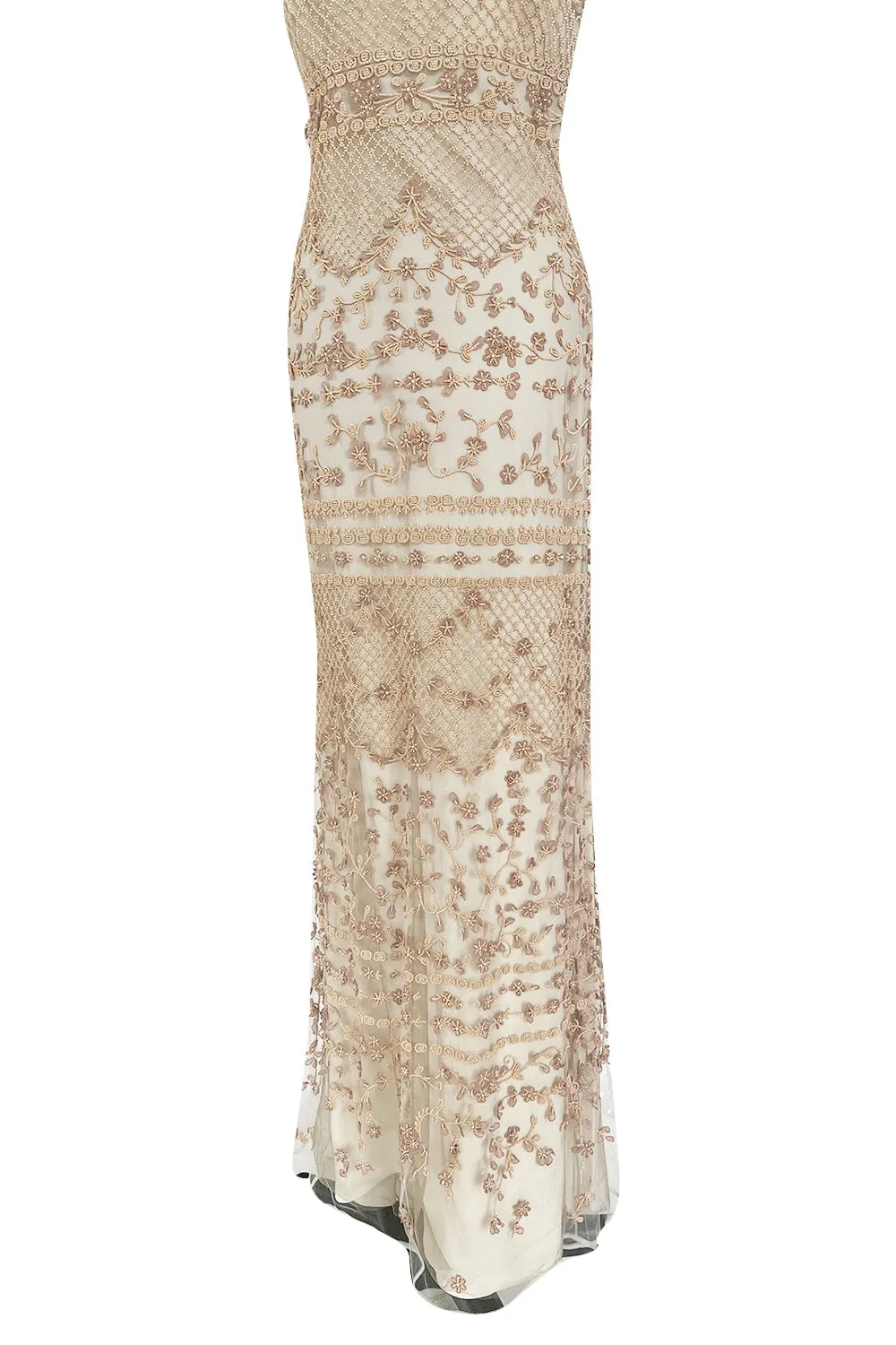 Spectacular Resort 2014 Valentino Fully Beaded Pale Pinky Nude Silk & Net Dress