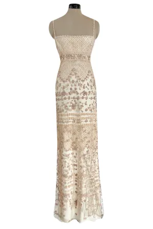 Spectacular Resort 2014 Valentino Fully Beaded Pale Pinky Nude Silk & Net Dress
