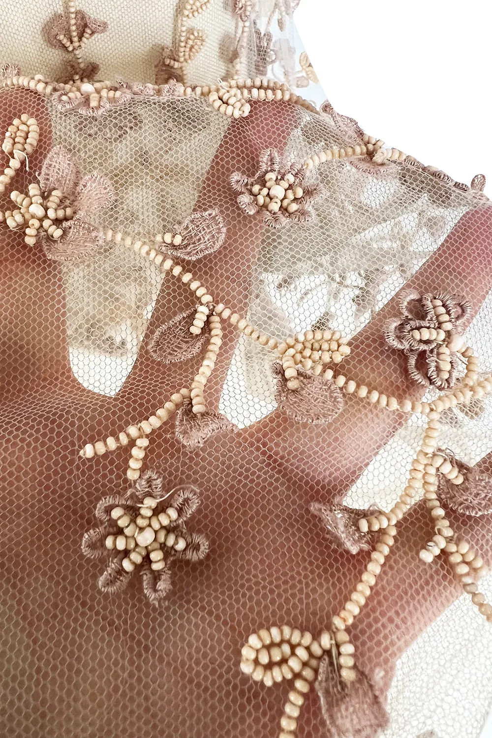 Spectacular Resort 2014 Valentino Fully Beaded Pale Pinky Nude Silk & Net Dress