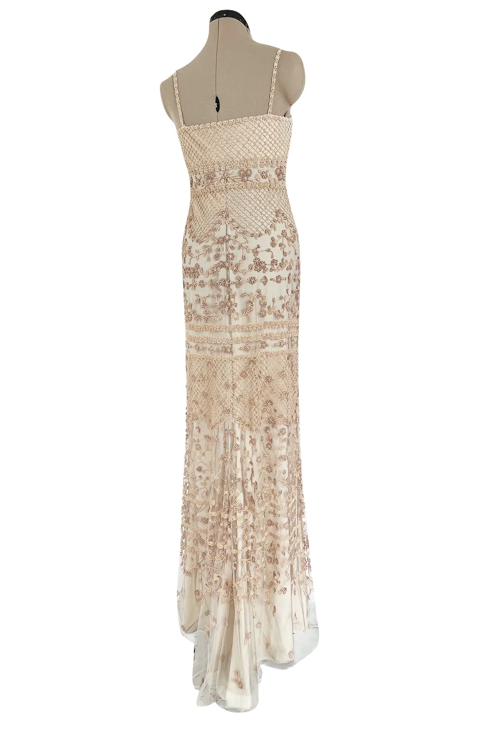 Spectacular Resort 2014 Valentino Fully Beaded Pale Pinky Nude Silk & Net Dress