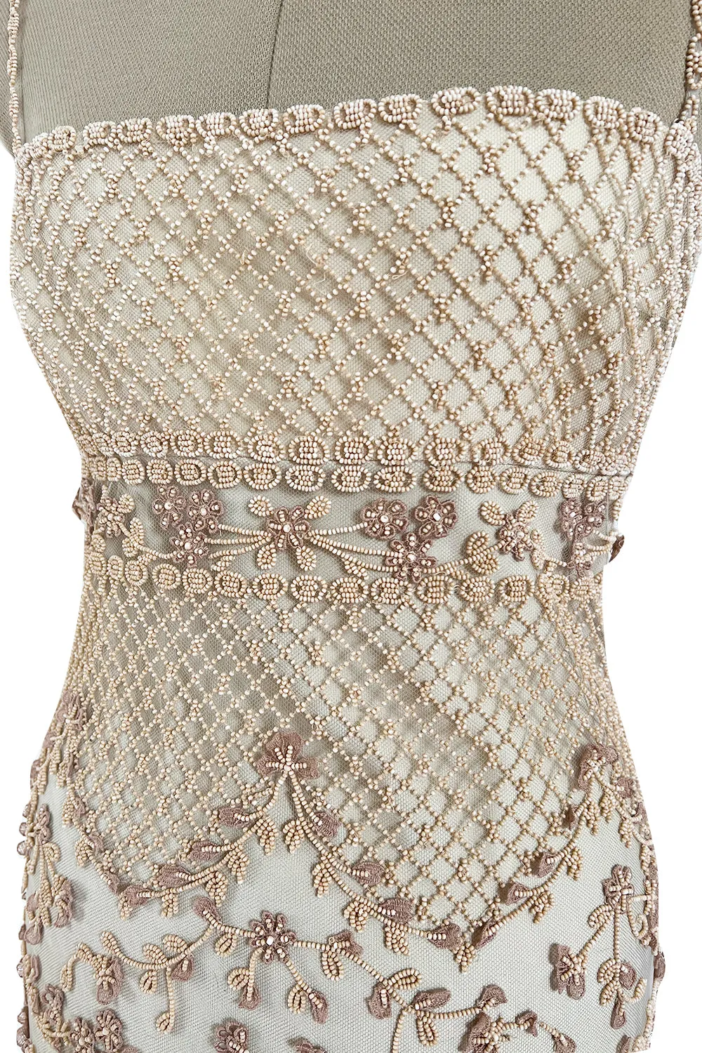 Spectacular Resort 2014 Valentino Fully Beaded Pale Pinky Nude Silk & Net Dress