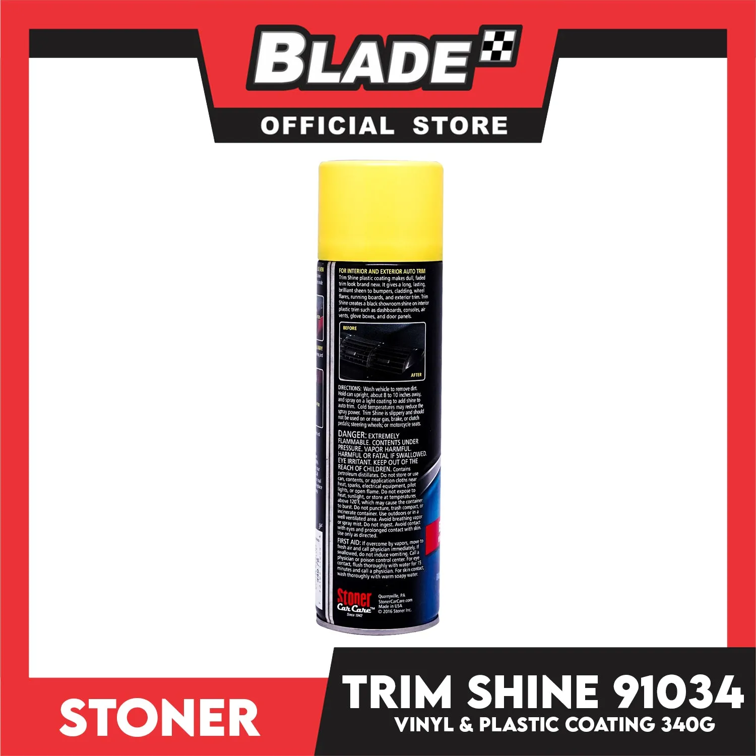 Stoner 91034 Trim Shine Vinyl And Plastic Coating 12oz 340g