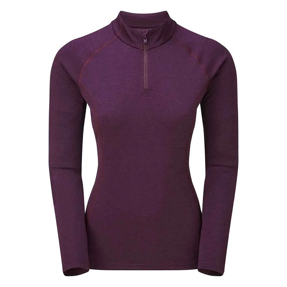 女裝拉鍊排汗長袖T恤 Women's Dart Zip Neck