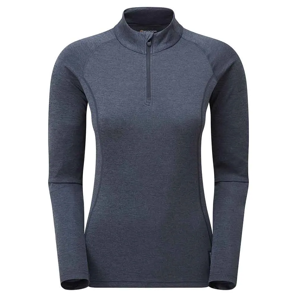 女裝拉鍊排汗長袖T恤 Women's Dart Zip Neck