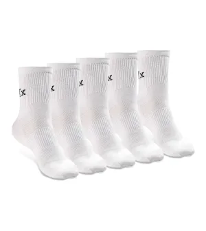 Texlon Men Ankle Length Polyamide Spandex Top Net Airy Long Rib Center Elastic Sports White Socks Pack of 5