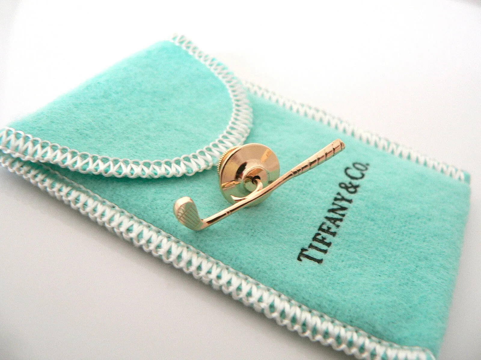Tiffany & Co 14K Golf Club Tie Tack Clip Rare Gift Pouch Sports Lover