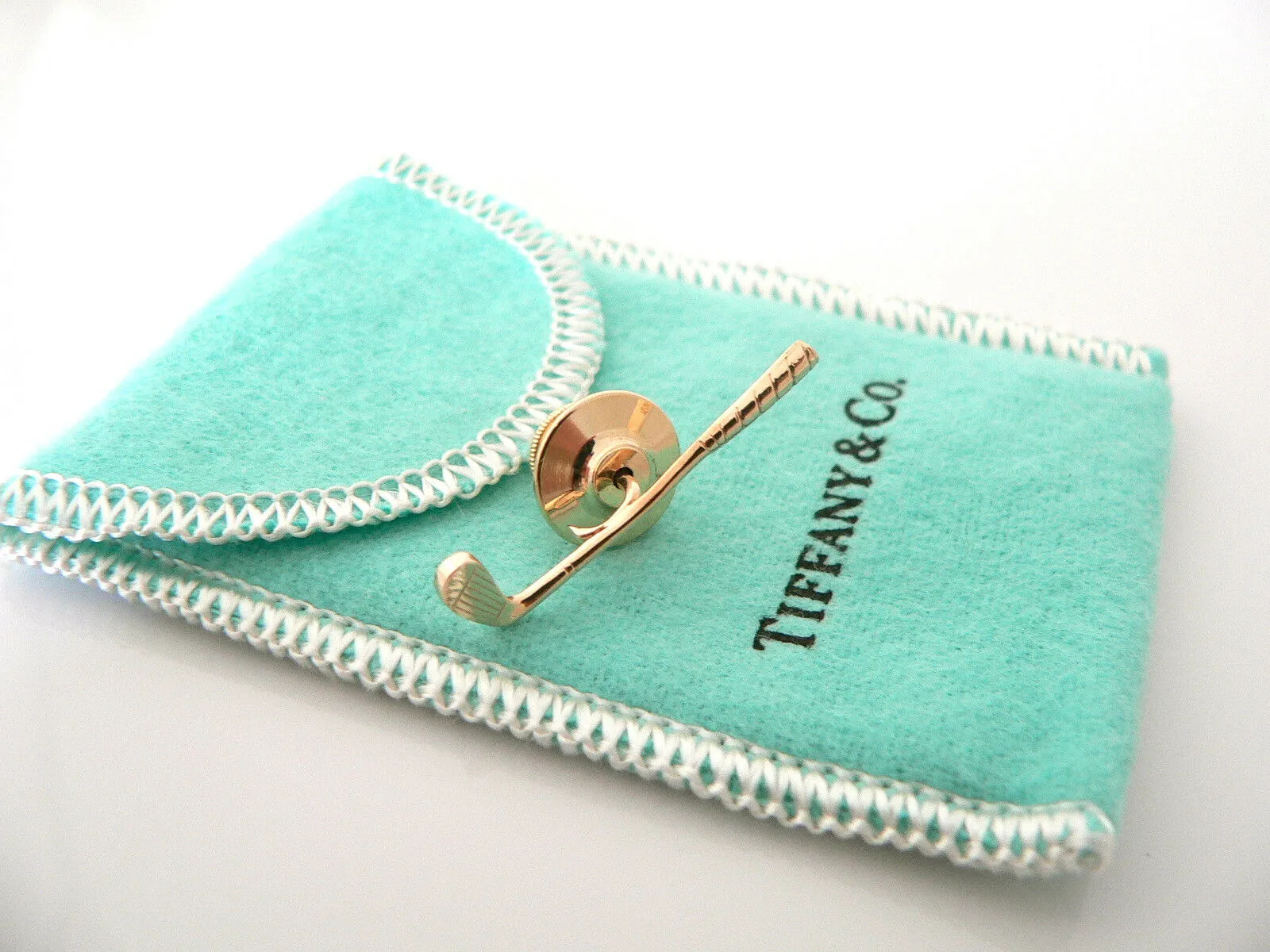 Tiffany & Co 14K Golf Club Tie Tack Clip Rare Gift Pouch Sports Lover
