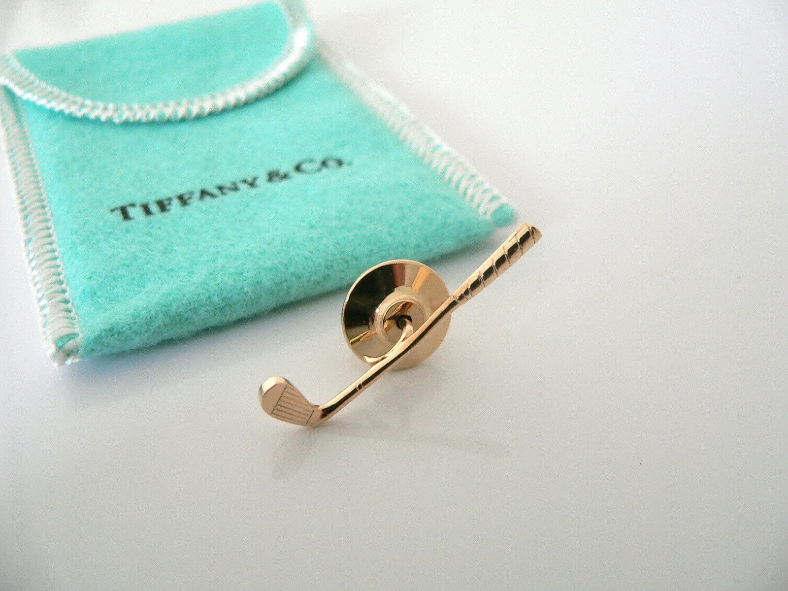 Tiffany & Co 14K Golf Club Tie Tack Clip Rare Gift Pouch Sports Lover