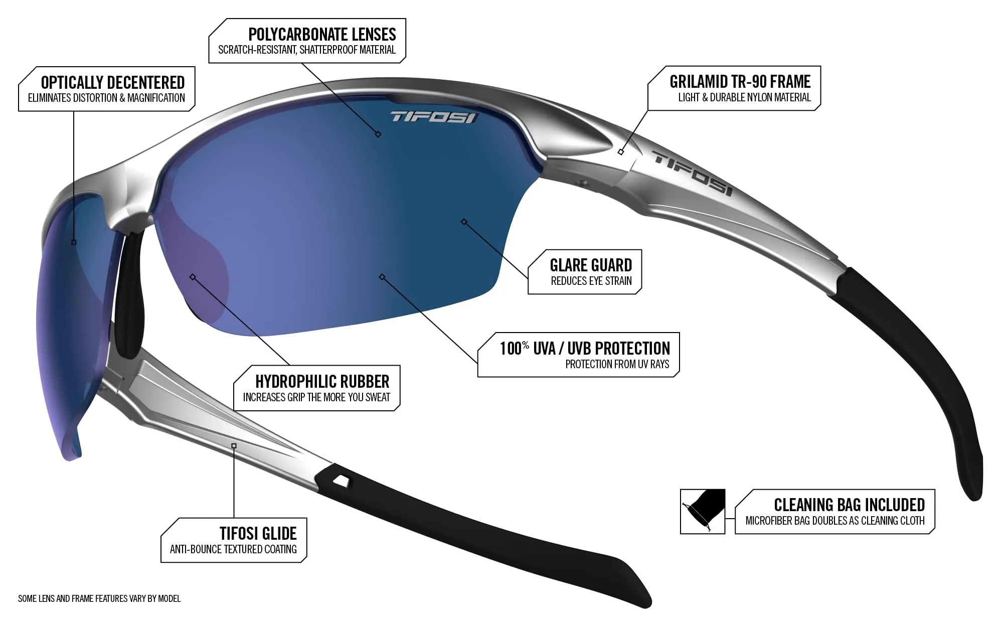 Tifosi Intense Sunglasses Gloss Black/Silver Mirror Smoke Lenses