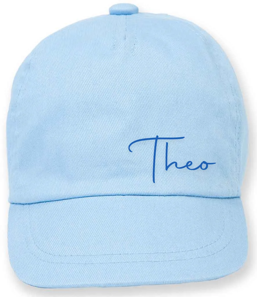 Toddler personalised elasticated cap - choose your colour