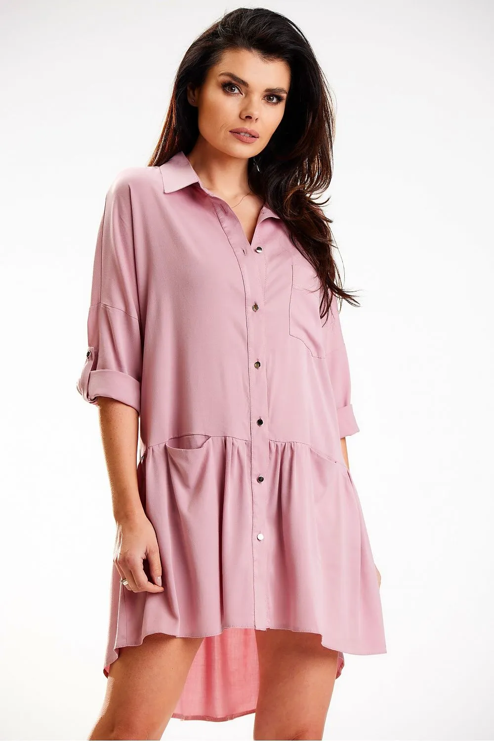 Trapezoidal Collar Loose Fit Dress