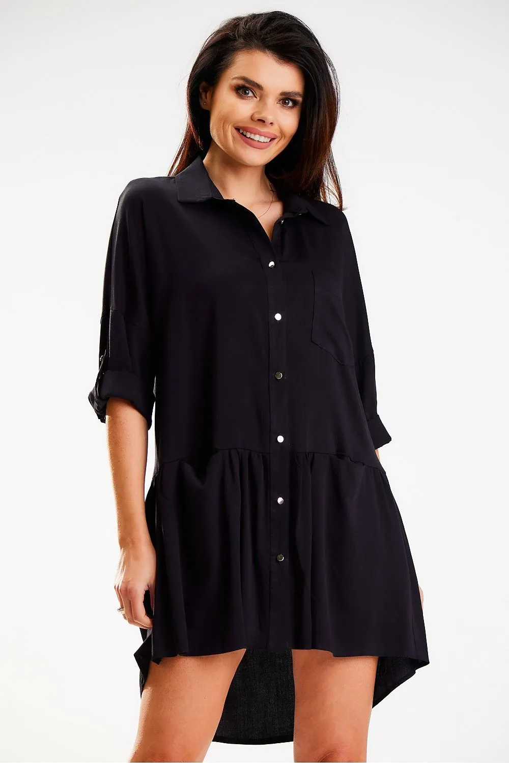Trapezoidal Collar Loose Fit Dress