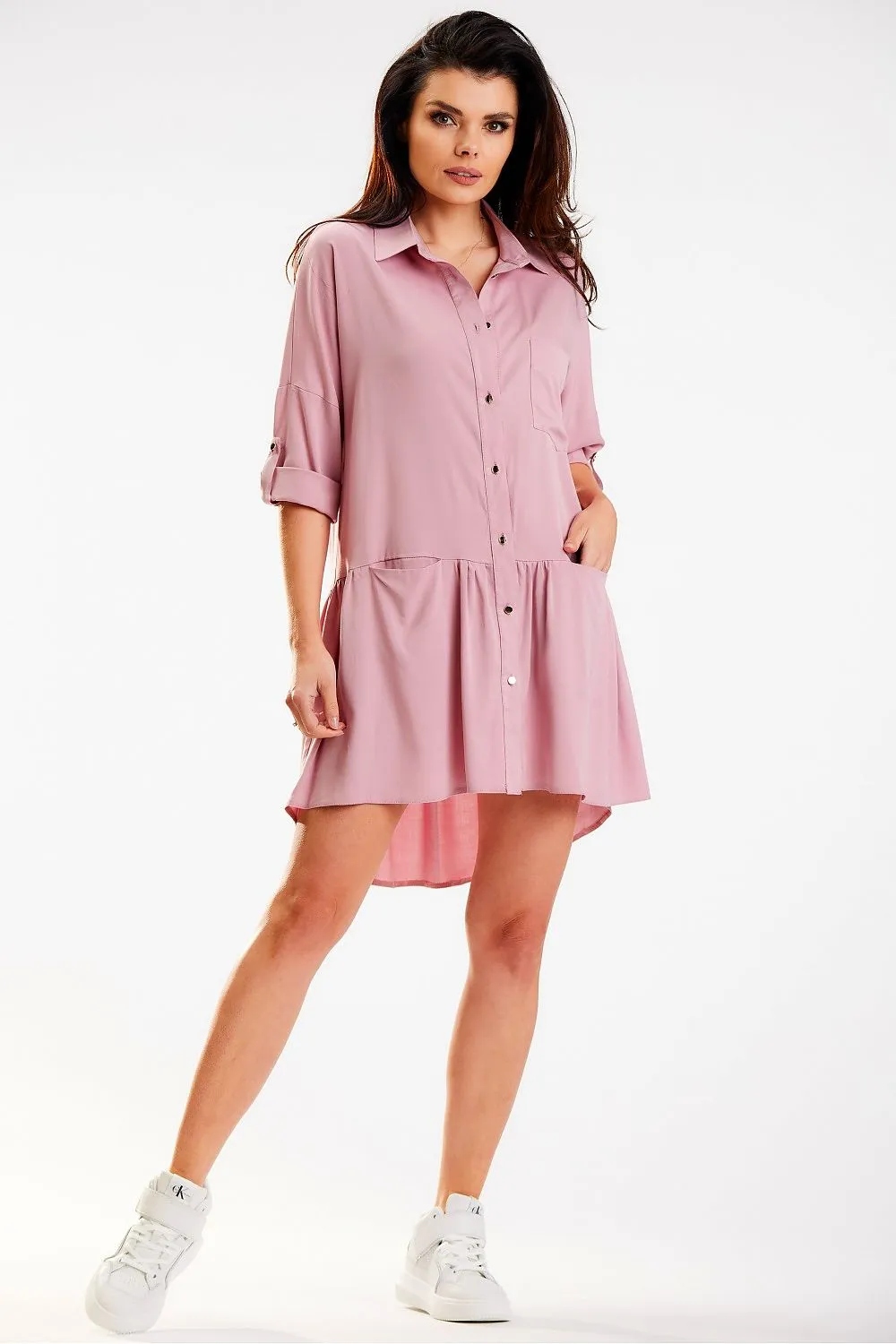 Trapezoidal Collar Loose Fit Dress