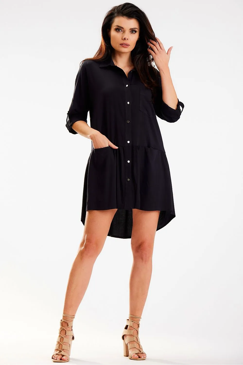 Trapezoidal Collar Loose Fit Dress