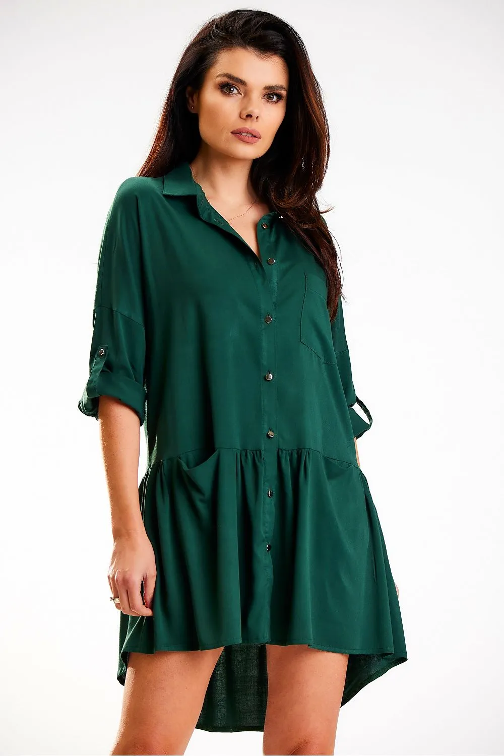 Trapezoidal Collar Loose Fit Dress