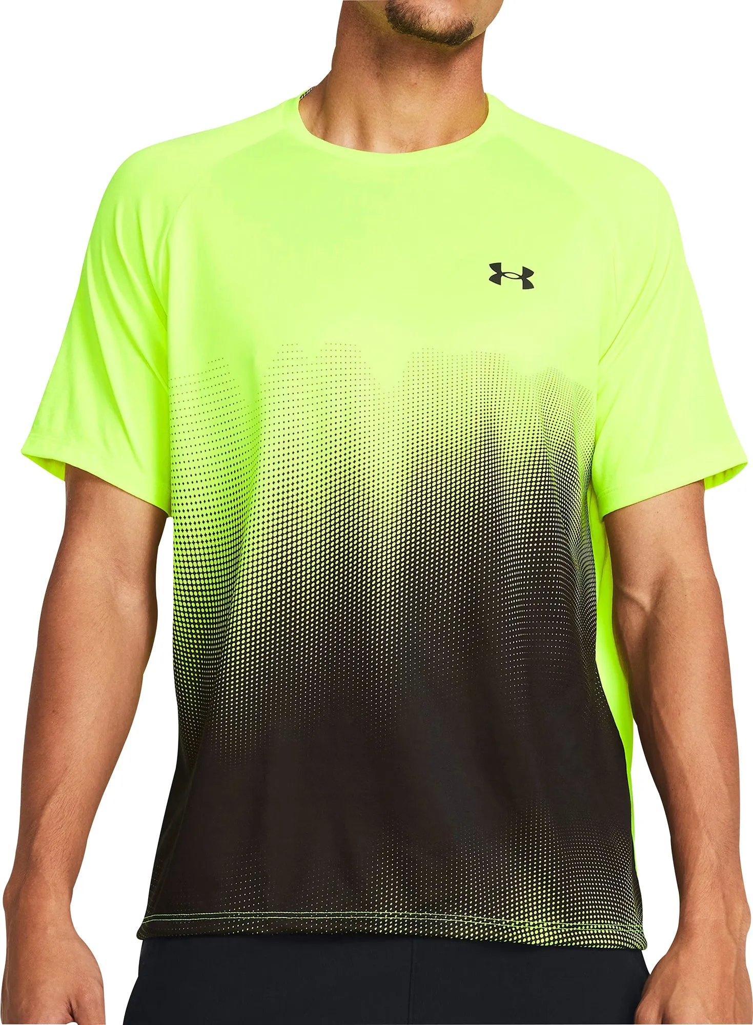 Under Armour Tech Fade Short Sleeve Mens Running Top - Yellow