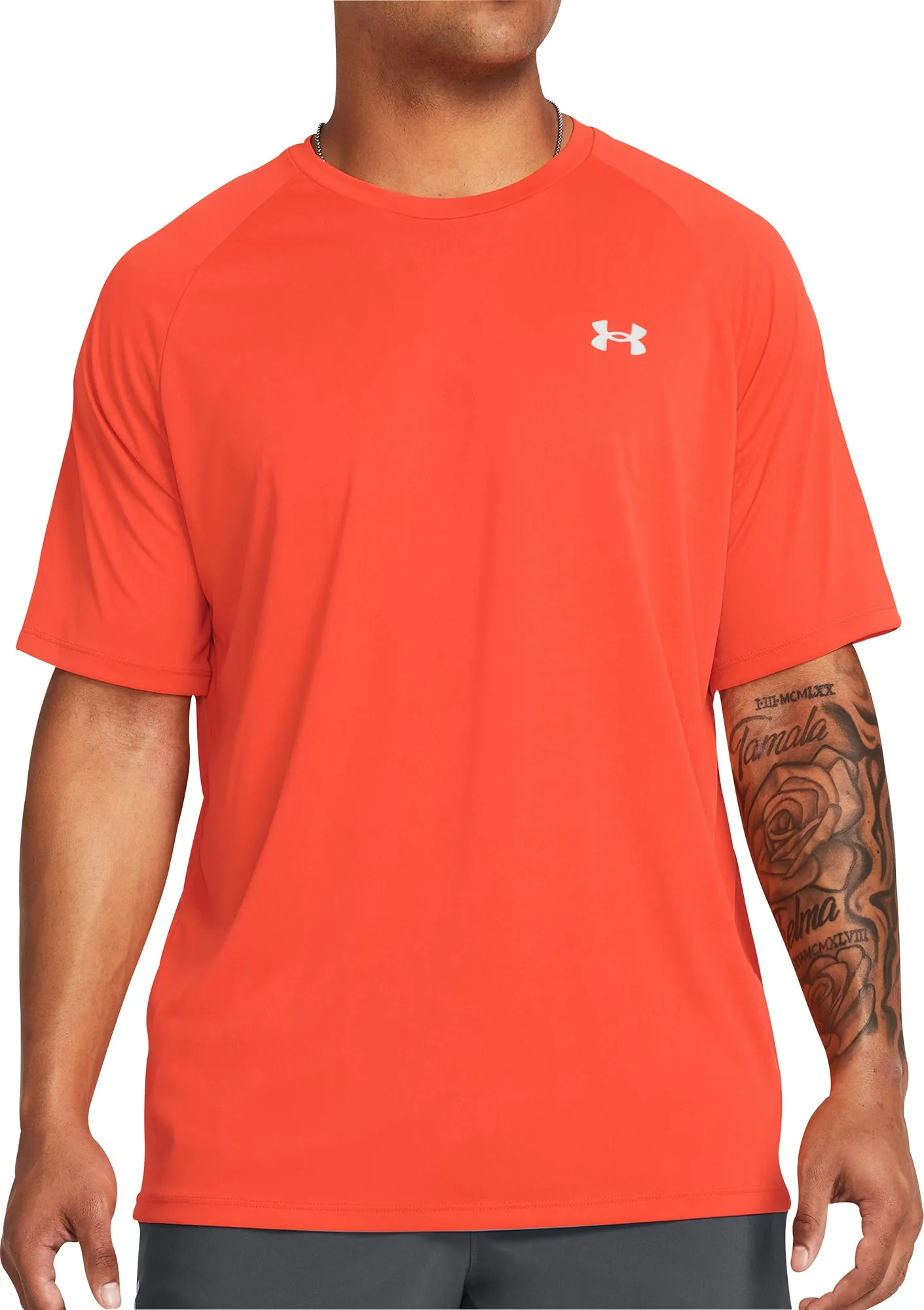 Under Armour Tech Reflective Short Sleeve Mens Running Top - Orange