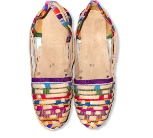 US 7.5/8- Handmade Colorful Leather Huarachas- Huarachas de Multicolores Elaboradas a mano