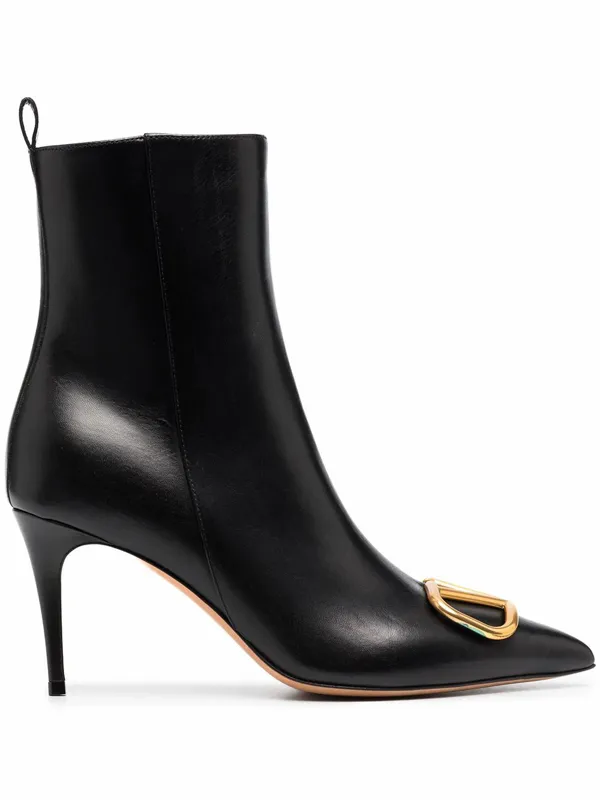 Valentino Garavani Leather VLogo 80 Ankle Bootie