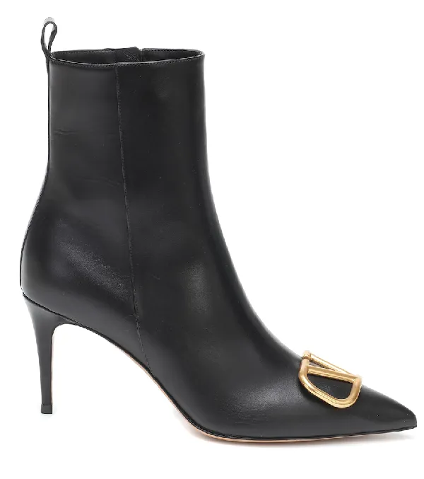Valentino Garavani Leather VLogo 80 Ankle Bootie