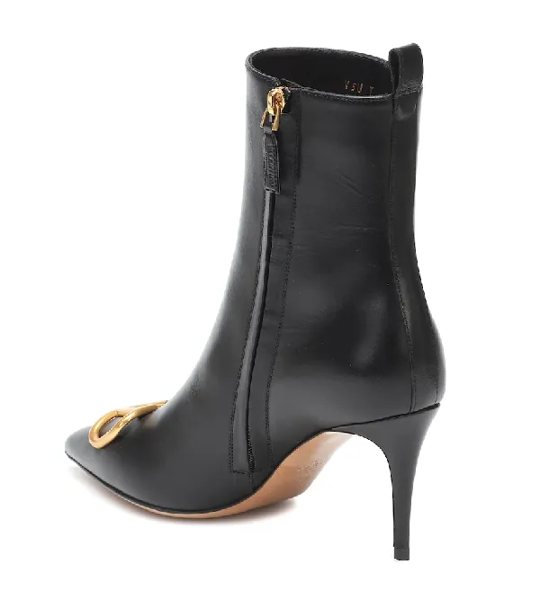 Valentino Garavani Leather VLogo 80 Ankle Bootie