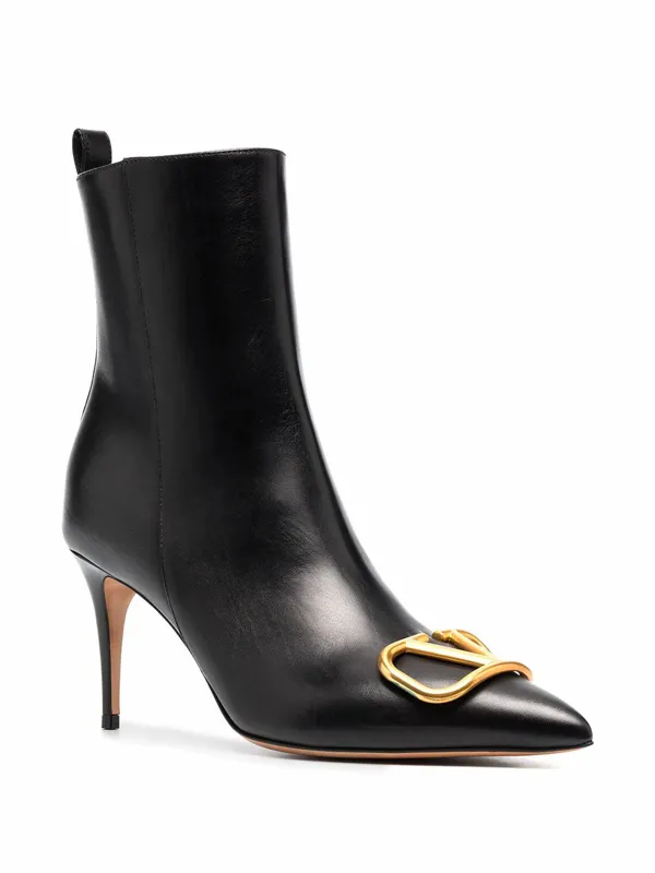 Valentino Garavani Leather VLogo 80 Ankle Bootie