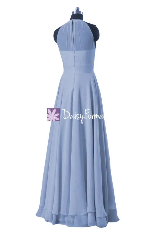 Vintage Blue Bridesmaid Dress Long Evening Dress Pale Blue Formal Dress (CST1004LT)