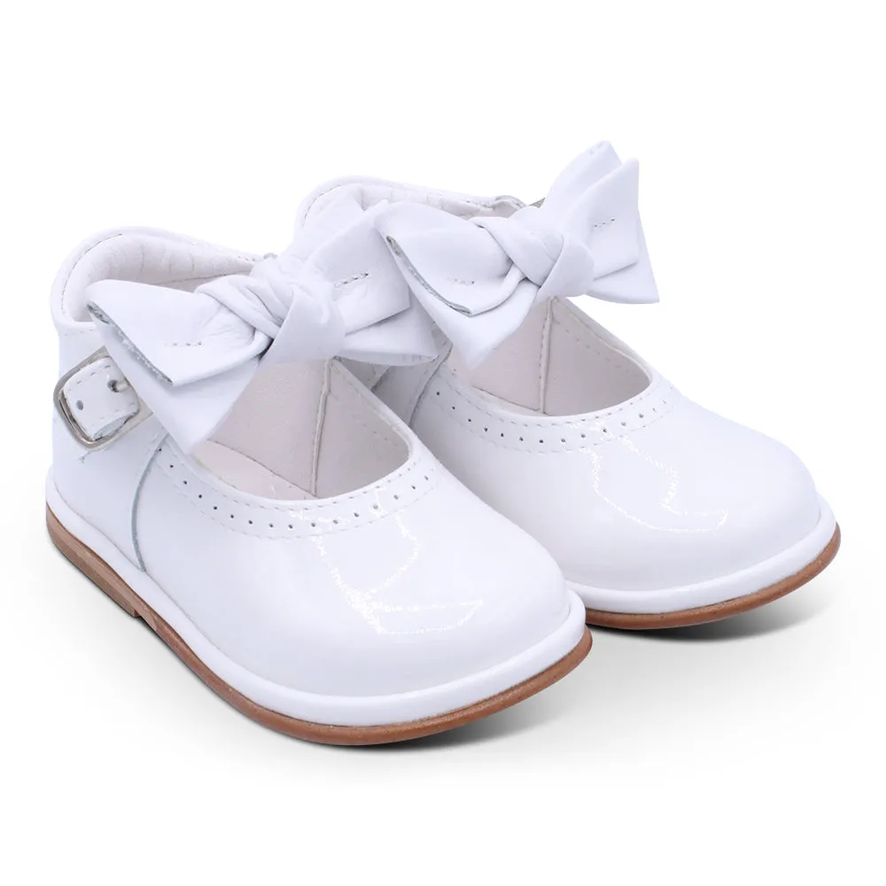 'Vitoria' Girls White Patent Bar Shoes