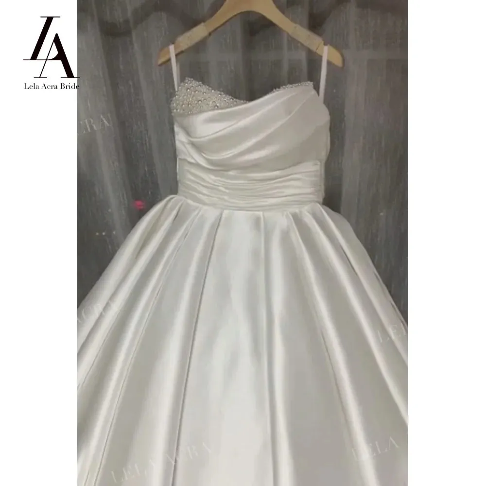 Wedding Dress Satin Sleeveless Ball Gown Court Train Princess Bride