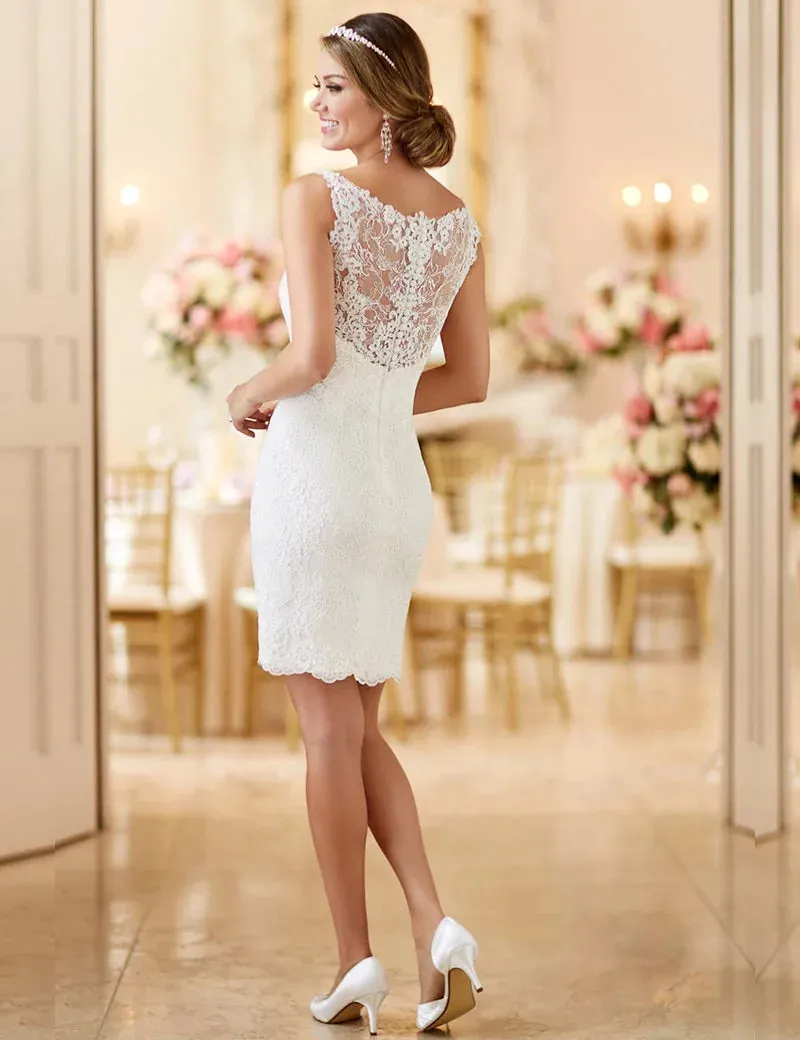 Wedding Dress With Detachable Skirt See Through Back Bridal Gowns Lace