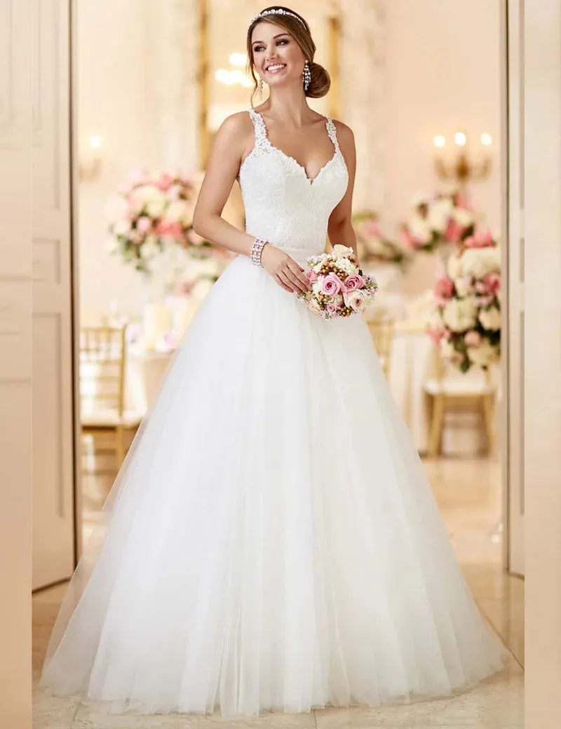 Wedding Dress With Detachable Skirt See Through Back Bridal Gowns Lace