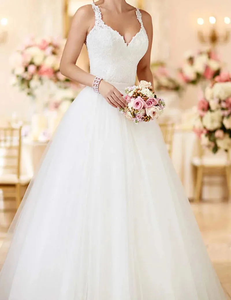 Wedding Dress With Detachable Skirt See Through Back Bridal Gowns Lace