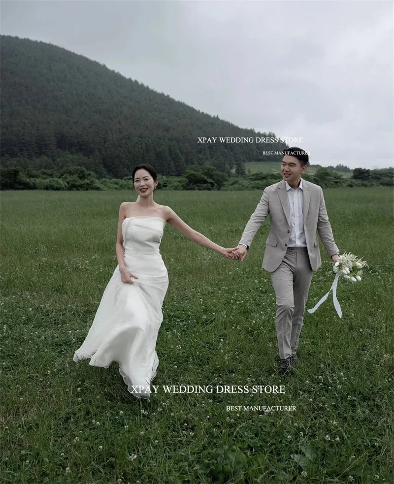 Wedding Dresses Photoshoot Strapless Floor Length Bridal Gowns Garden Bride Dress