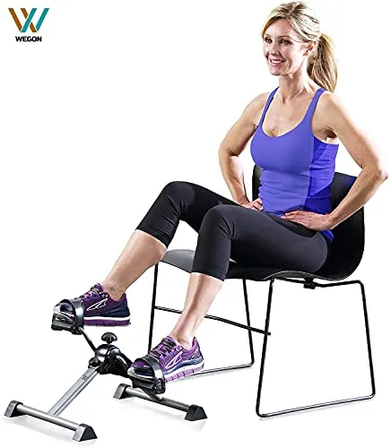 Wegon Foldable Mini Fitness Cycle Pedal Exerciser Bike Gym Machine With Digital Display Meter For Men Women Home Exercise Gym, PVC, Multicolour