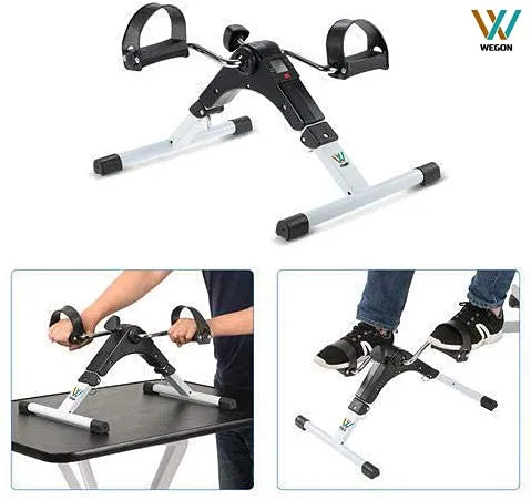 Wegon Foldable Mini Fitness Cycle Pedal Exerciser Bike Gym Machine With Digital Display Meter For Men Women Home Exercise Gym, PVC, Multicolour
