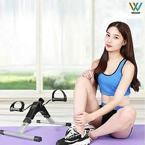 Wegon Foldable Mini Fitness Cycle Pedal Exerciser Bike Gym Machine With Digital Display Meter For Men Women Home Exercise Gym, PVC, Multicolour